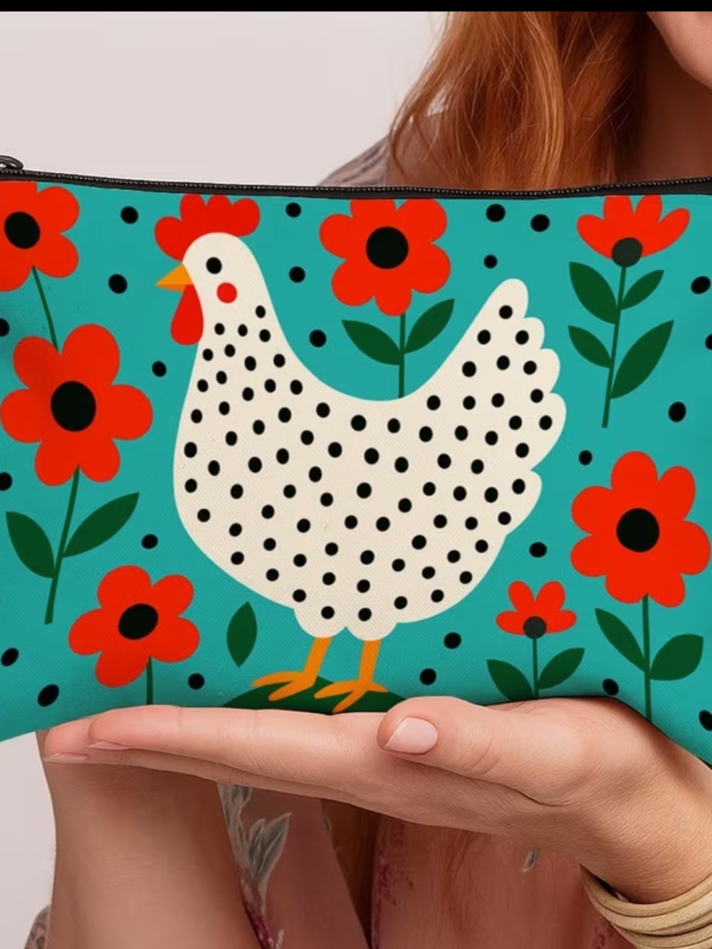 Eclectic Colorful Chicken Makeup Toiletries Bag - Picture 2 of 3
